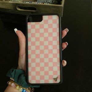 pink checker wildflower cases iphone 8+ 7+ 6+ case